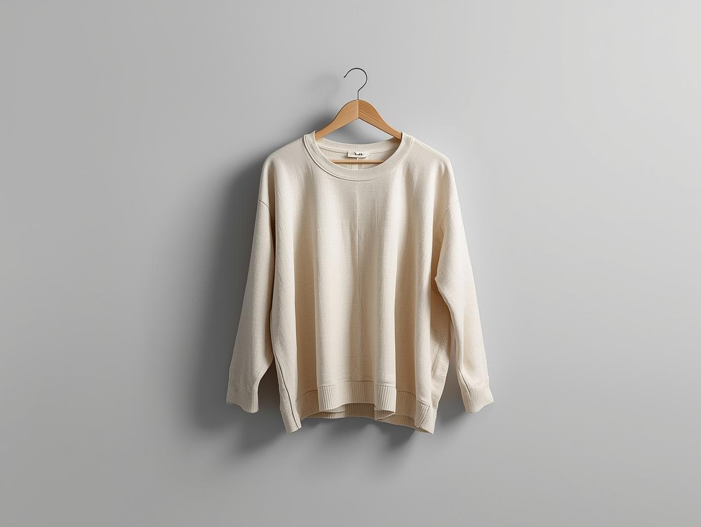 Neutral garment on hanger representing fit uncertainty